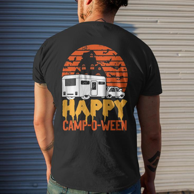 Happy Campoween Vintage Funny Camping Enthusiast Halloween Camping Funny Gifts Mens Back Print T-shirt Gifts for Him