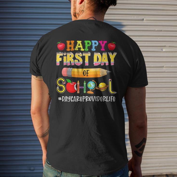 Happy First Day Of School Daycare Provider Daycare Teacher Gifts For Teacher Funny Gifts Mens Back Print T-shirt Gifts for Him