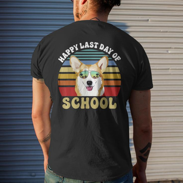 Happy Last Day Of School Corgi Dog Summer Beach Vibe Mens Back Print T-shirt Gifts for Him