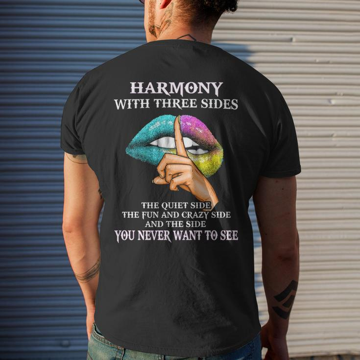 Harmony Name Gift Harmony With Three Sides Mens Back Print T-shirt Gifts for Him