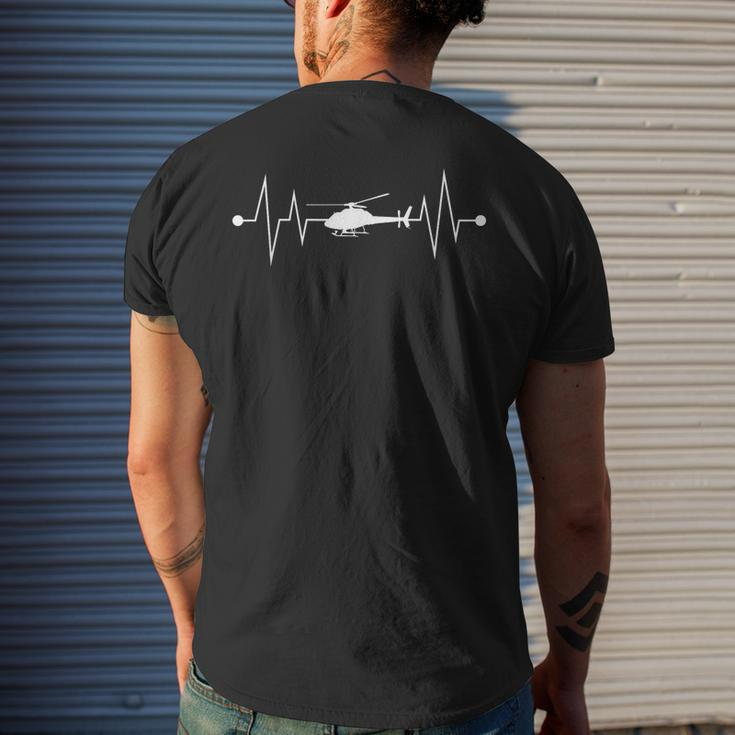 Helicopter Heartbeat Funny Ekg Pilots And Aviation Gift Men Mens Back Print T-shirt Gifts for Him