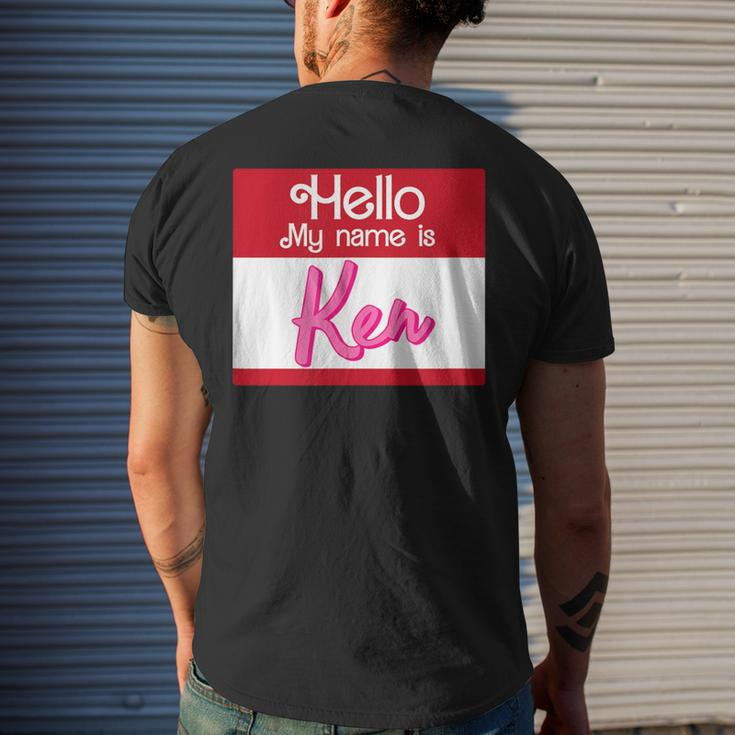Hello My Name Is Ken Halloween Name Tag Personalized Men's T-shirt Back Print Gifts for Him