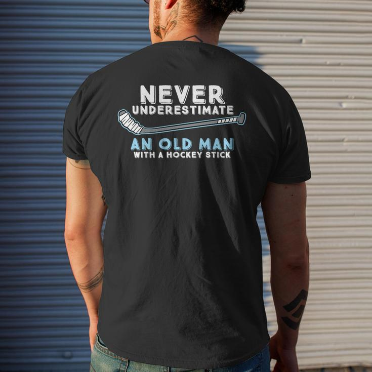 Hockey Grandpa Never Underestimate An Old Man With A Stick Mens Back Print T-shirt Gifts for Him