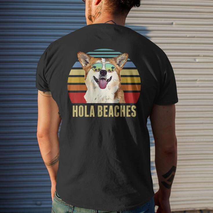 Hola Beaches Corgi Dog Funny Beach Summer Mens Back Print T-shirt Gifts for Him