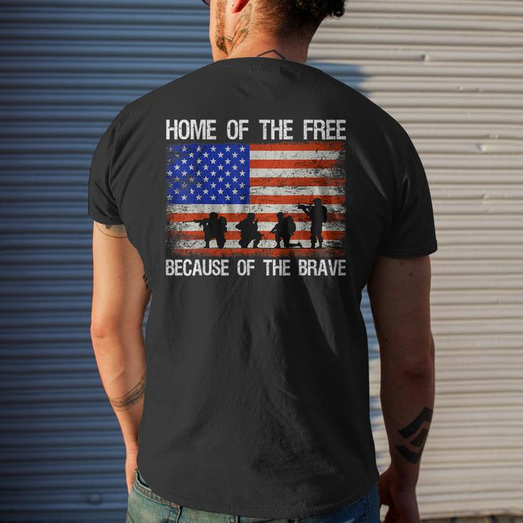 Home Of The Free Because Of The Brave Veteran American Flag Men's Back Print T-shirt Gifts for Him