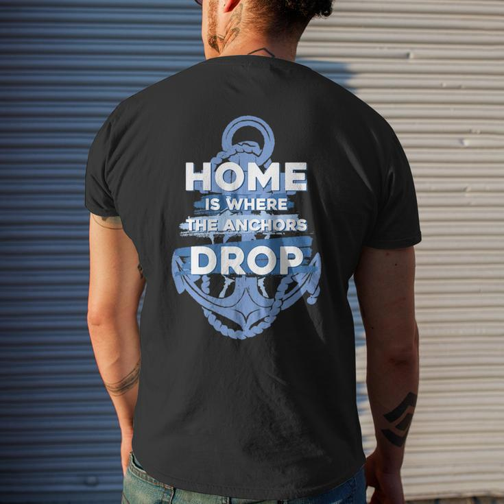 Homes Where The Anchors Drop Boat Ship Anchor Mens Back Print T-shirt Gifts for Him