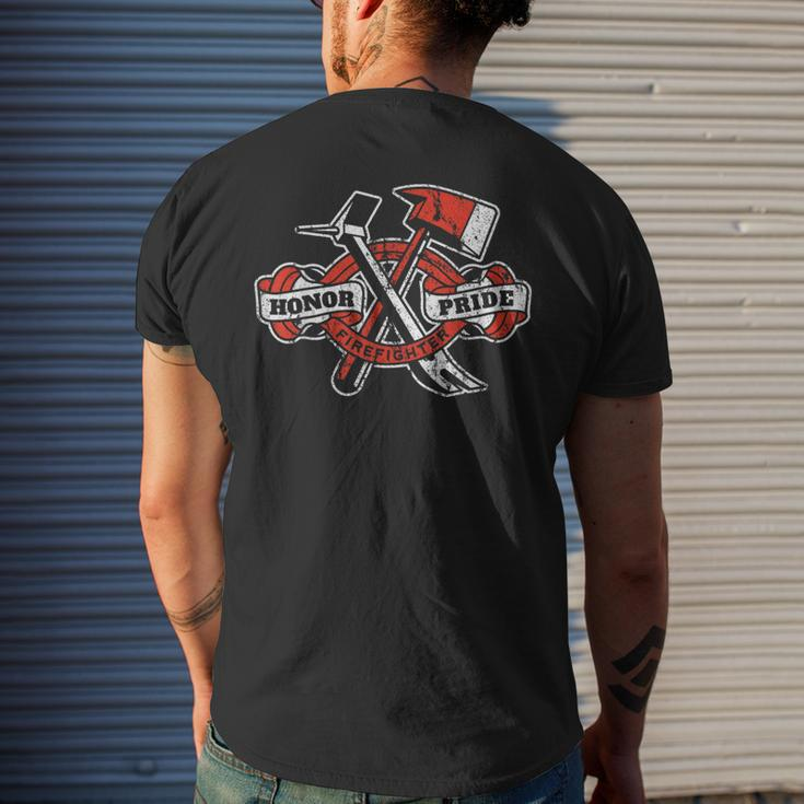 Honor Pride Firefighter Axe Halligan Fireman Fire Rescue Mens Back Print T-shirt Gifts for Him