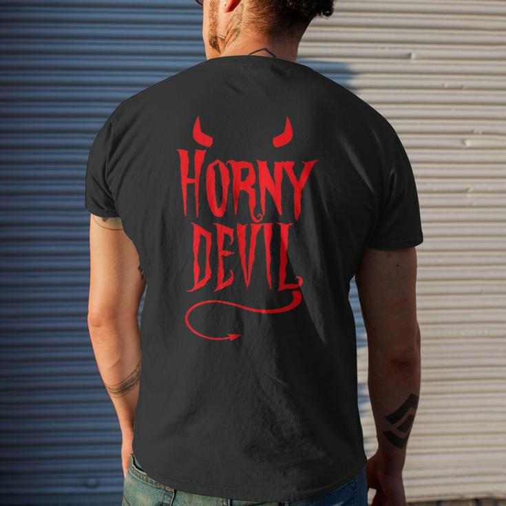 Horny Devil Sexy Sinner Horns Tail Adult Sinful Humor Men's T-shirt Back Print Gifts for Him