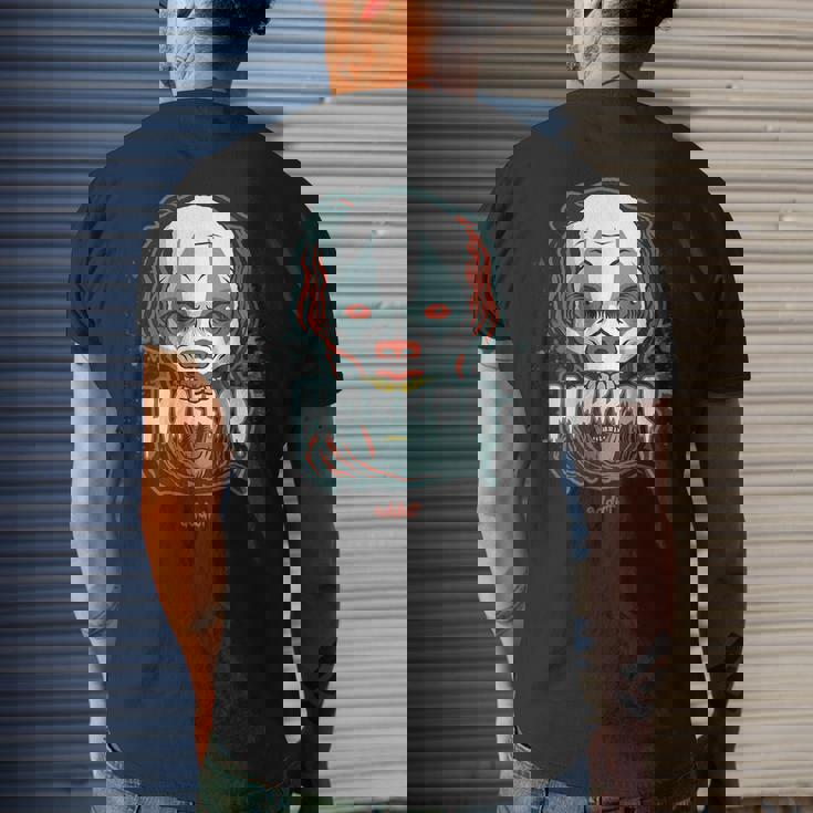 Horror Addict Scary Clown Mask Halloween Party Scary Clown Men's T-shirt Back Print Gifts for Him