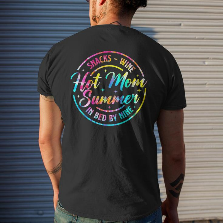 Hot Mom Summer Snacks Wine Sunshine Vacation Tie Dye Gifts For Mom Funny Gifts Mens Back Print T-shirt Gifts for Him