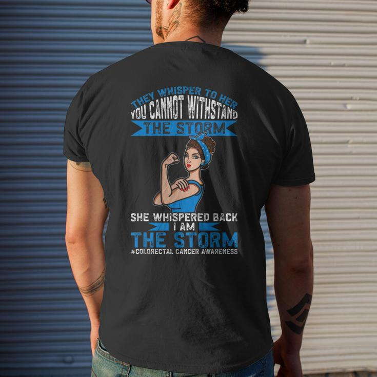 I Am The Storm Colorectal Cancer Awareness Mens Back Print T-shirt Gifts for Him