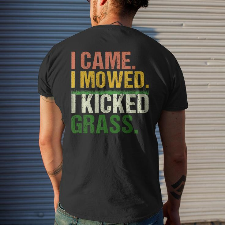 I Came I Mowed I Kicked Grass Lawn Mowing Gardener Mens Back Print T-shirt Gifts for Him