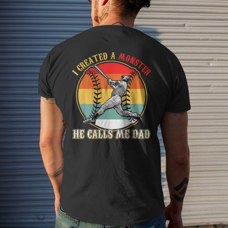 I Created A Monster He Call Me Dad Baseball Fathers Day Mens Back Print T-shirt Gifts for Him