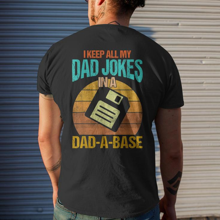 I Keep All My Dad Jokes In A Dad-A-Base Vintage Fathers Day Mens Back Print T-shirt Gifts for Him