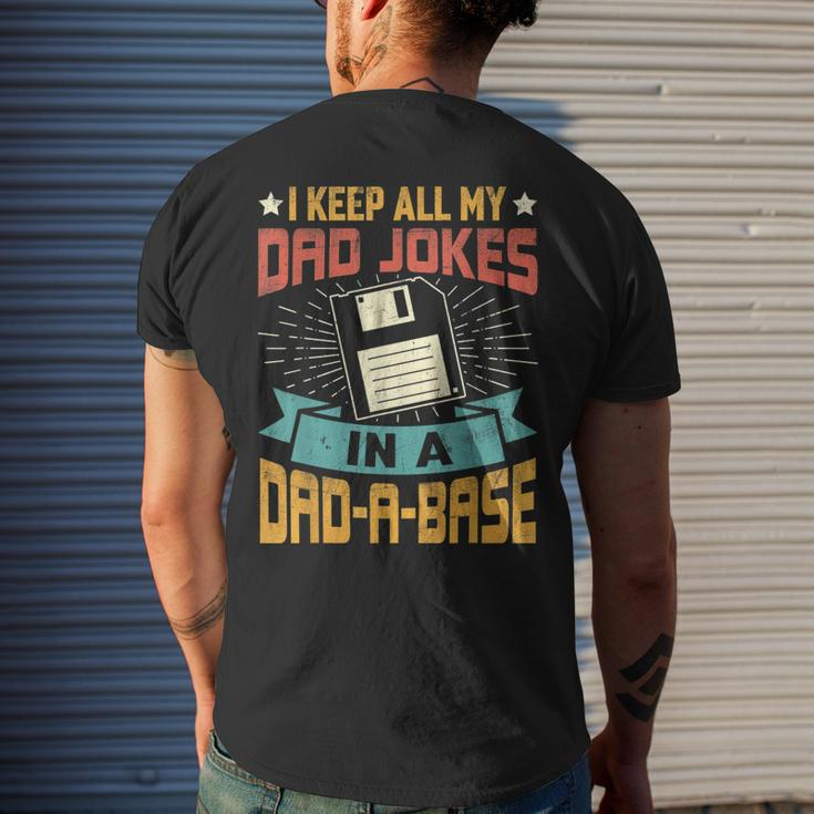 I Keep All My Dad Jokes In A Dadabase Vintage Father Dad Mens Back Print T-shirt Gifts for Him