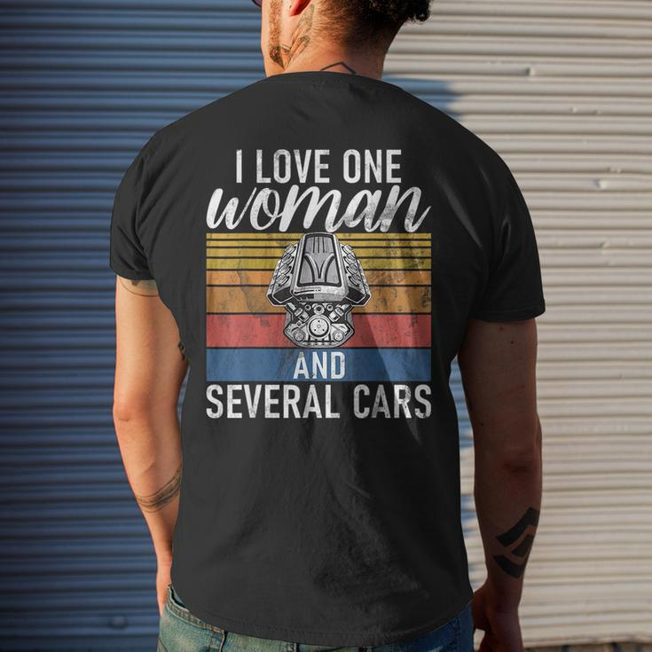 I Love One Woman And Several Cars Muscle Car Cars Funny Gifts Mens Back Print T-shirt Gifts for Him