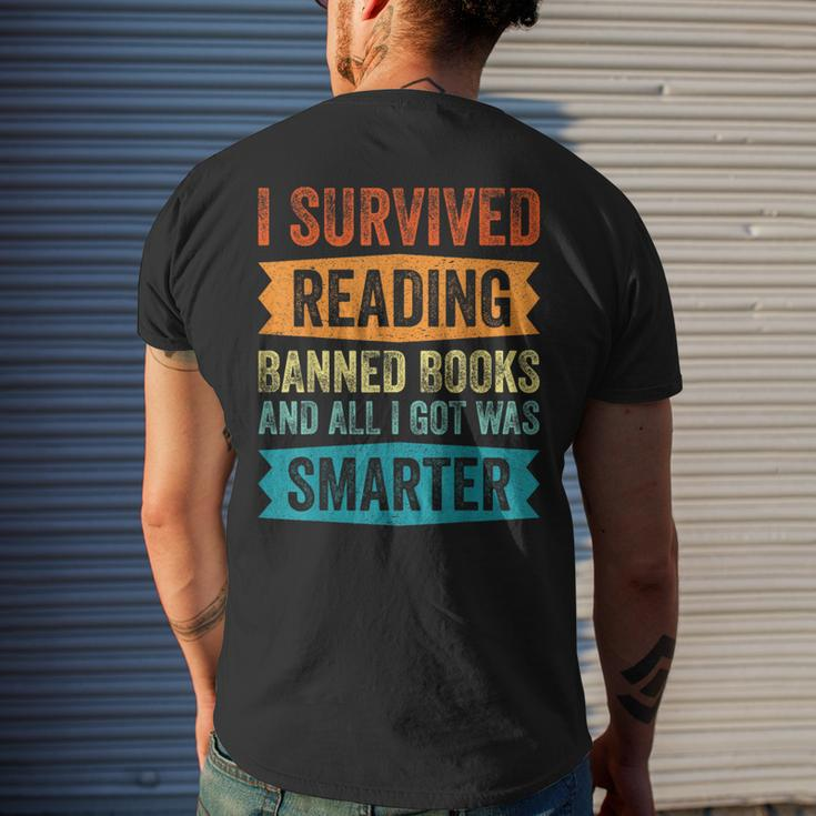I Survived Reading Banned Books And All I Got Was Smarter Reading Funny Designs Funny Gifts Mens Back Print T-shirt Gifts for Him