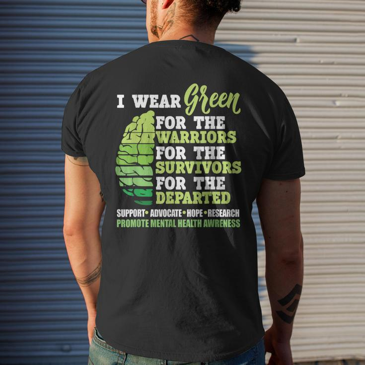 I Wear Green For The Warriors Mental Health Awareness Month Mens Back Print T-shirt Gifts for Him