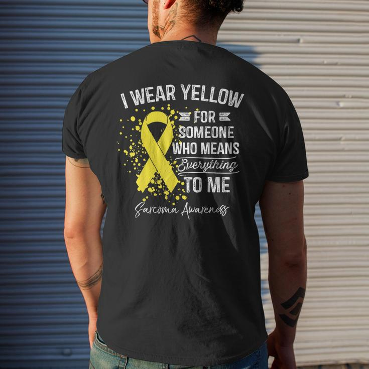 I Wear Yellow Sarcoma Cancer Yellow Ribbon Awareness Mens Back Print T-shirt Gifts for Him