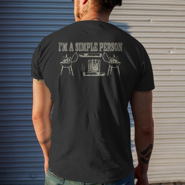 I'm A Simple Person Cool Cigar Smoker Bbq Whisky Bourbon Men's T-shirt Back Print Gifts for Him