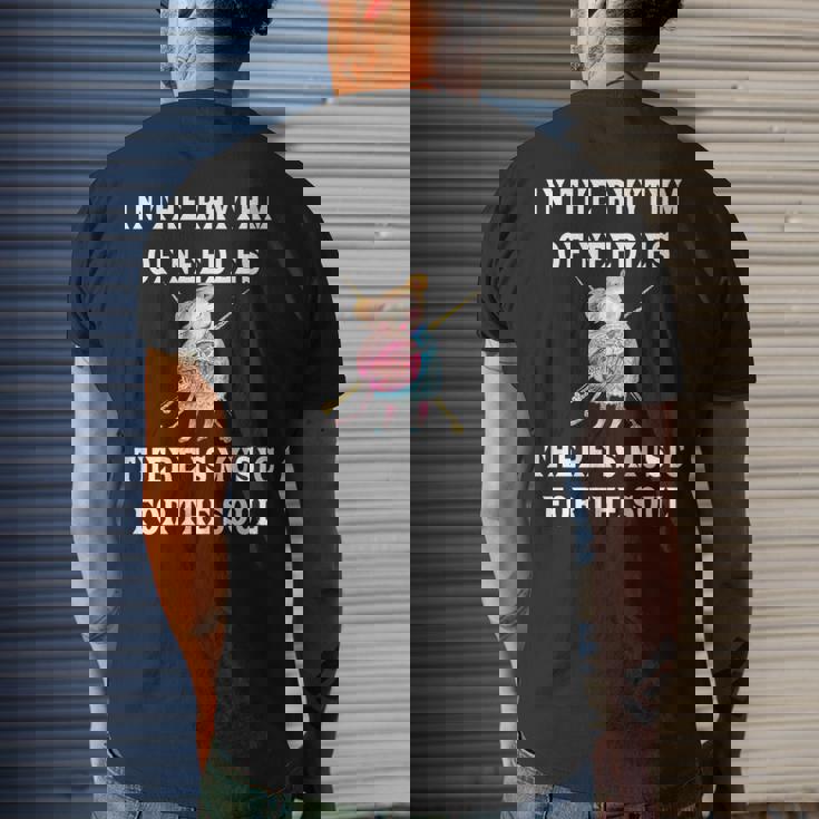 In The Rhythm Of Needles There Is Music For The Soul Gift Mens Back Print T-shirt Gifts for Him