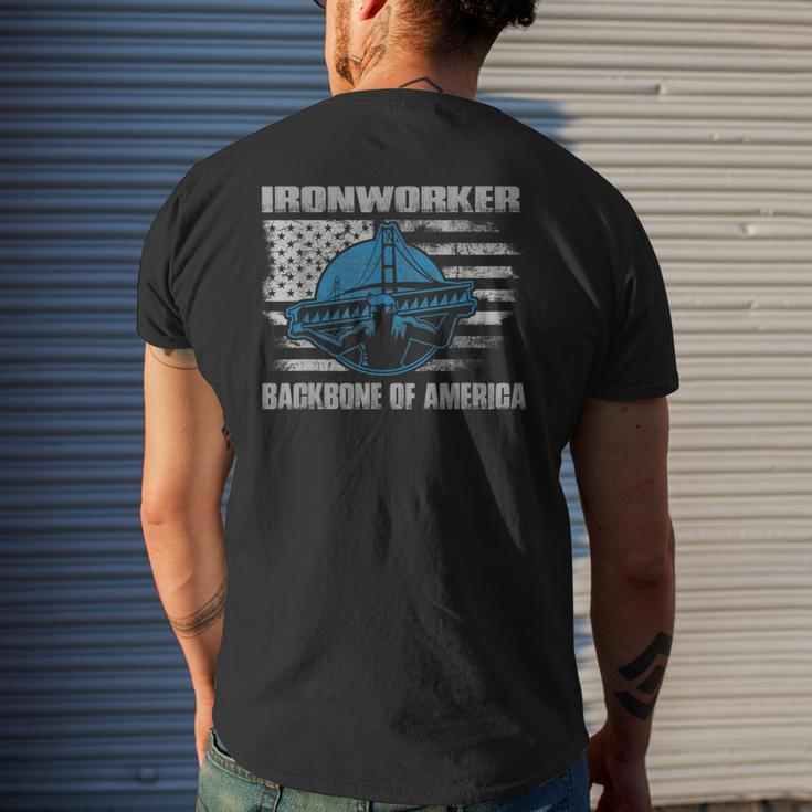 Ironworker Backbone Of America Flag Usa Iron Workers Men's T-shirt Back Print Gifts for Him