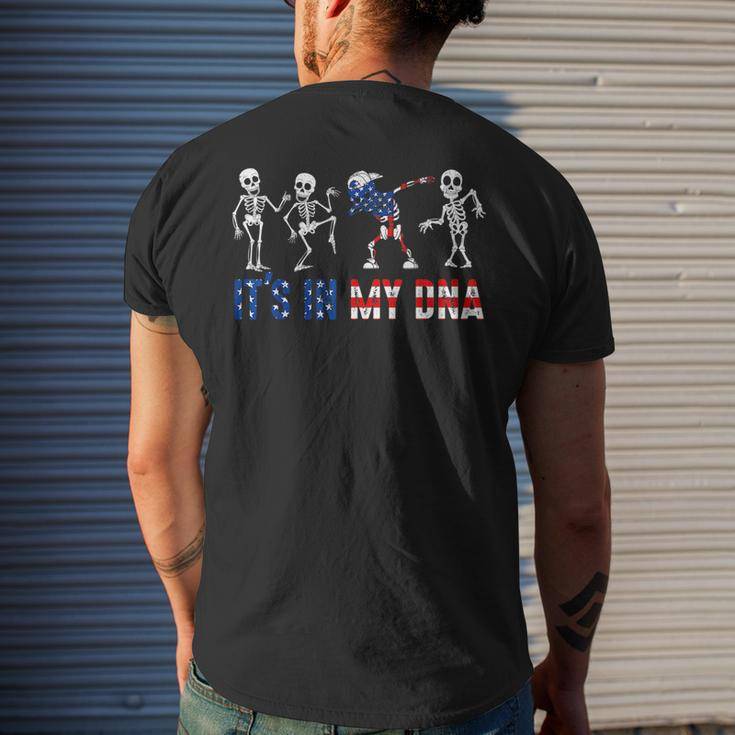 Its In My Dna Dabbing Skeleton American Us Flag Patriotic Patriotic Funny Gifts Mens Back Print T-shirt Gifts for Him