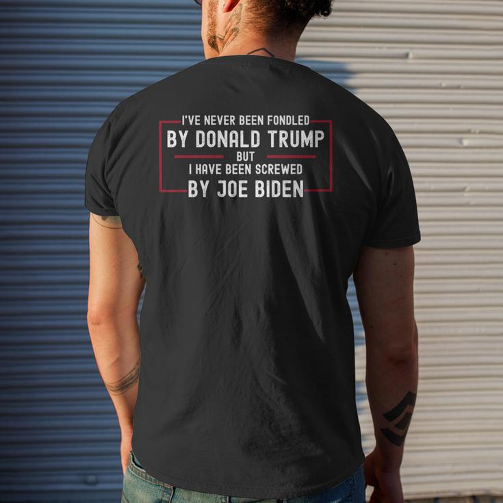 Ive Never Been Fondled By Donald Trump But Screwed By Biden Mens Back Print T-shirt Gifts for Him