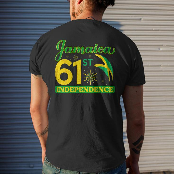Jamaica 61St Independence Day Celebration Jamaican Flag Mens Back Print T-shirt Gifts for Him