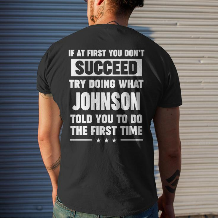 Johnson Name Gift What Johnson Told You To Do Mens Back Print T-shirt Gifts for Him