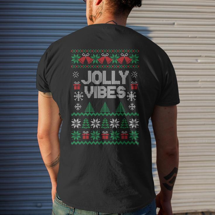 Jolly Vibes Ugly Sweater Jolly Christmas Happy Holidays Men's T-shirt Back Print Gifts for Him