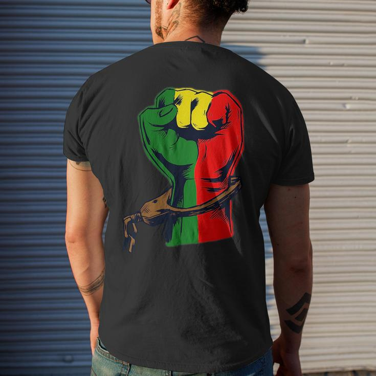 Junenth Fist Black African American Freedom Since 1865 Mens Back Print T-shirt Gifts for Him