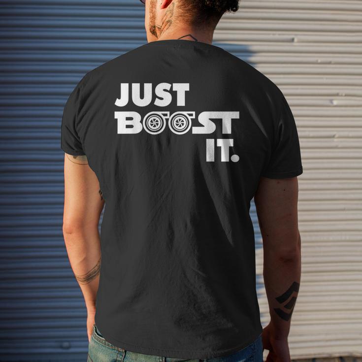 Just Boost It Turbo And Turbocharged Engine And Race Car IT Funny Gifts Mens Back Print T shirt Mazezy UK