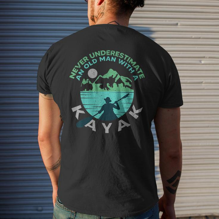 Kayaking Dad Never Underestimate An Old Man With A Kayak Mens Back Print T-shirt Gifts for Him