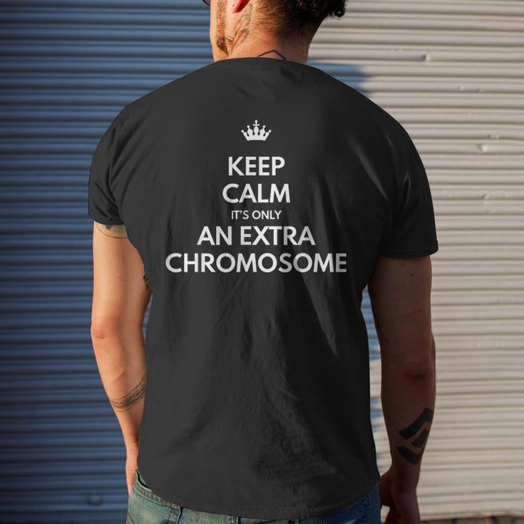 Keep Calm Its Only An Extra Chromosome Down Syndrome Graphic Mens Back Print T-shirt Gifts for Him
