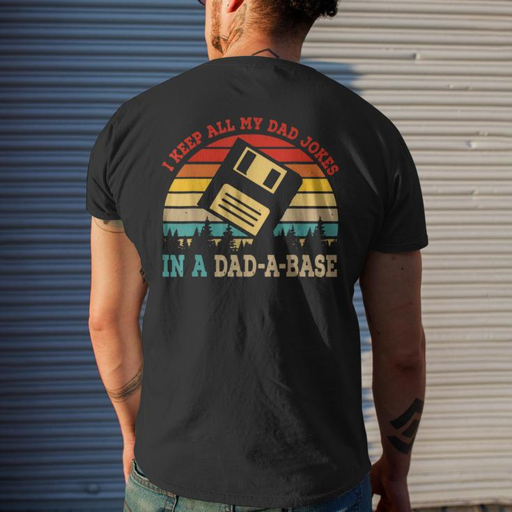 I Keep All My Dad Jokes In A Dadabase Fathers Day Men's Back Print T-shirt Gifts for Him