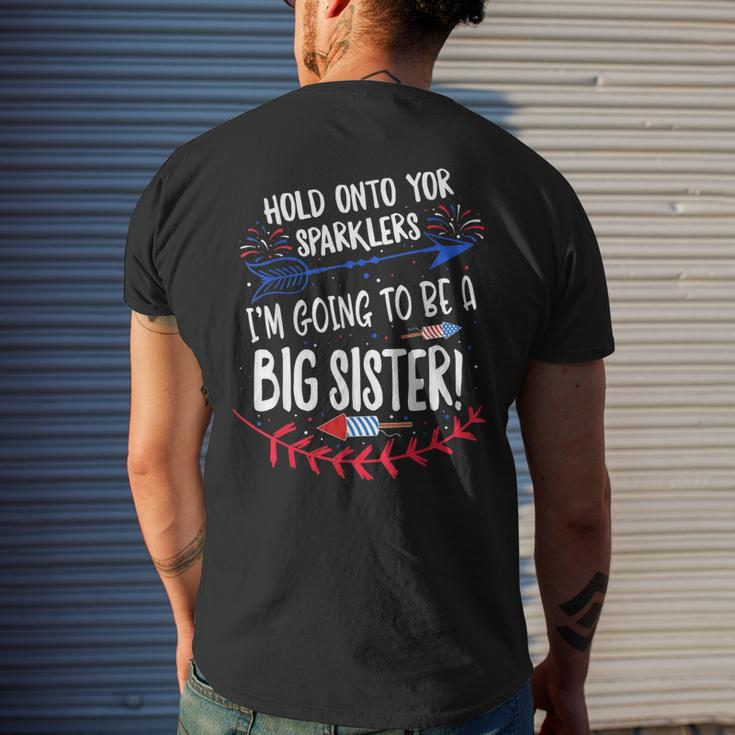 Kids Big Sister Sparkler 4Th Of July Pregnancy Announcement Mens Back Print T-shirt Gifts for Him