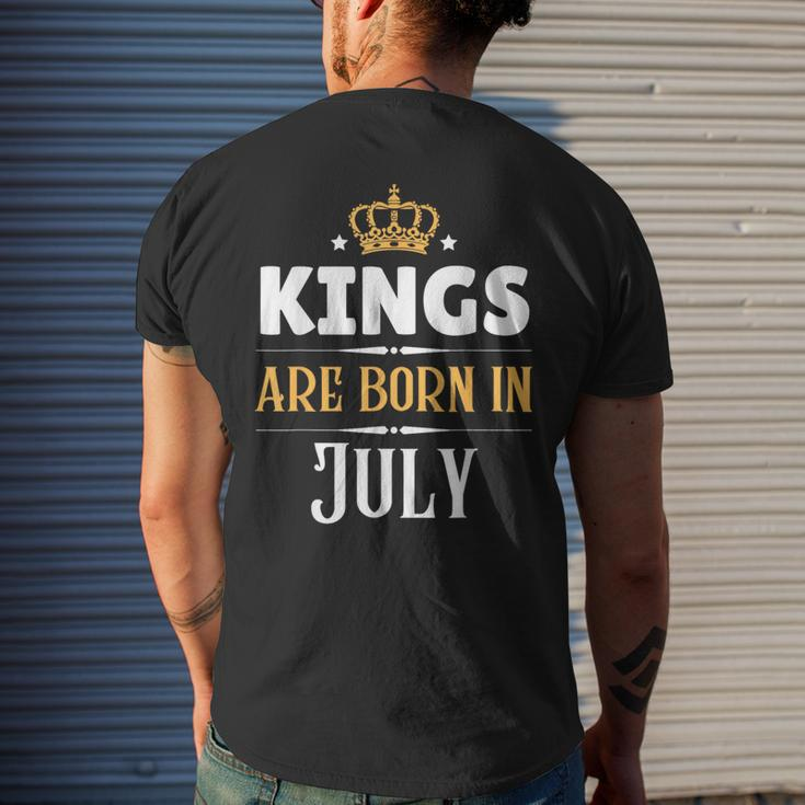 Kings Are Born In July Birthday Crown Mens Back Print T-shirt Gifts for Him