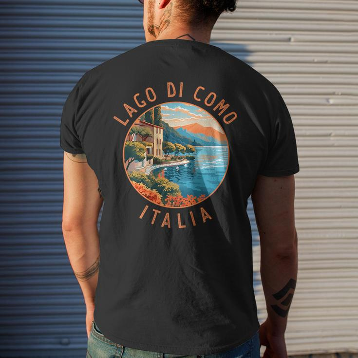 Lago Di Como Italia Distressed Circle Vintage Mens Back Print T-shirt Gifts for Him