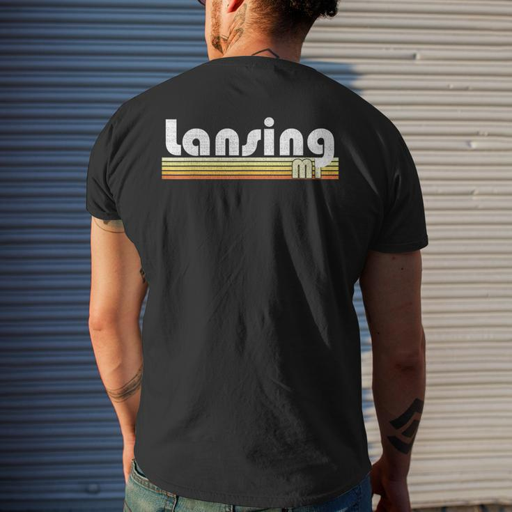 Lansing Michigan Retro Style City Vintage Pride 70S 80S Home Mens Back Print T-shirt Gifts for Him