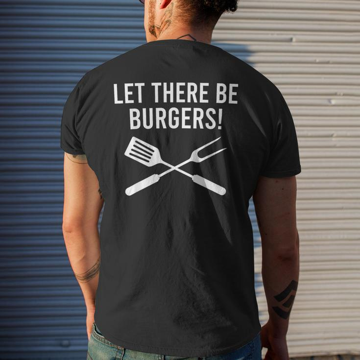 Let There Be Burgers Fork & Spatula Grilling Cookout Men's T-shirt Back Print Gifts for Him