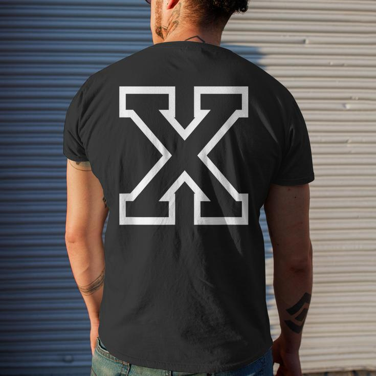 Letter X Alphabet Name Athletic Sports Monogram Outline Men's Crewneck Short Sleeve Back Print T-shirt Gifts for Him