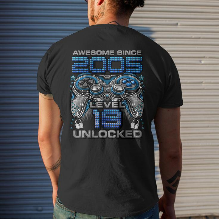 Level 18 Unlocked Awesome Since 2005 18Th Birthday Gaming Mens Back Print T-shirt Gifts for Him