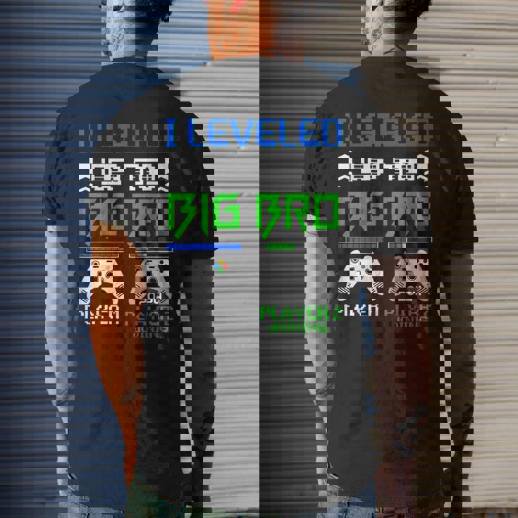 Leveled Up To Big Brother 2024 Cute Im Going To Be A Big Bro Funny Gifts For Brothers Mens Back Print T-shirt Gifts for Him