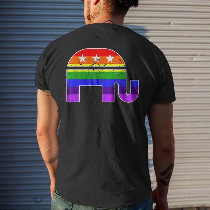 Lgbtq Gay Pride Conservative Republican Capitalist Politics Mens Back Print T-shirt Gifts for Him