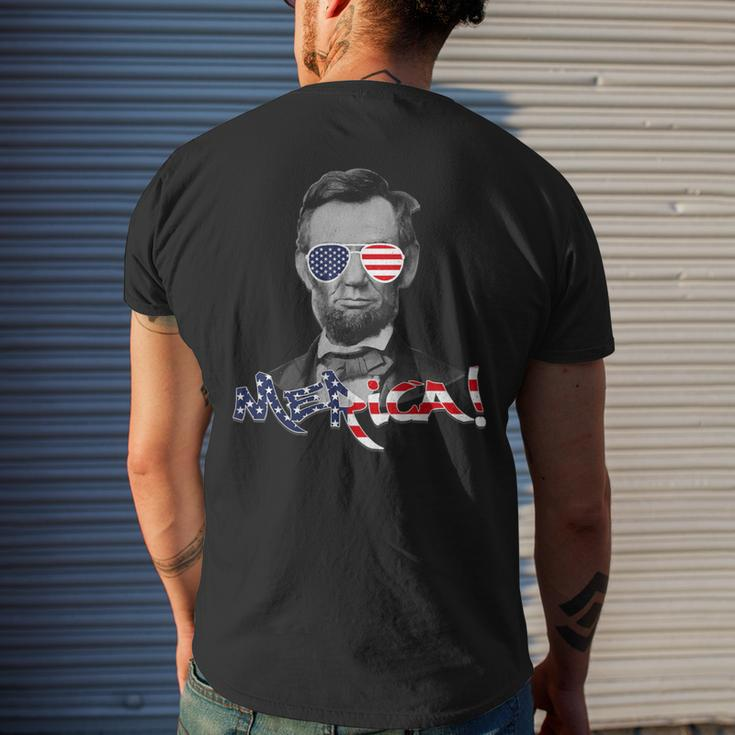 Lincoln Merica 4Th July Or Memorial Day Outift Men's T-shirt Back Print Gifts for Him