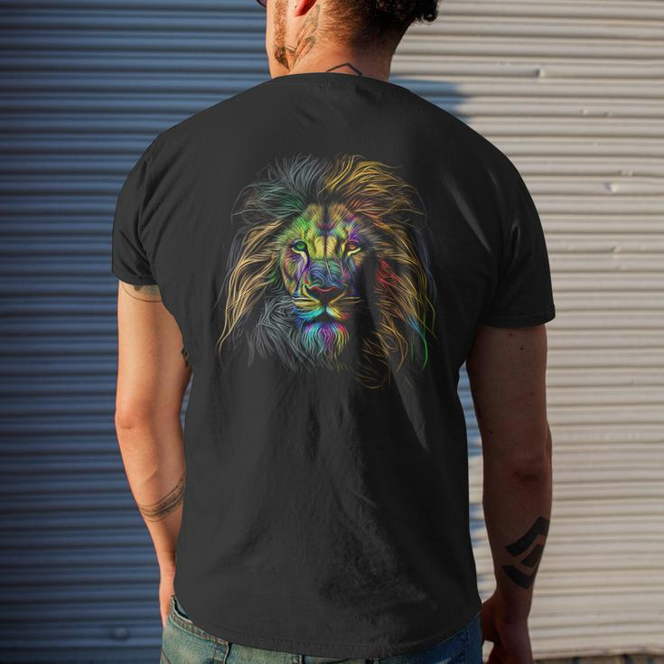 Lion Colorful Lions King Of Animals From Africa Mens Back Print T-shirt Gifts for Him