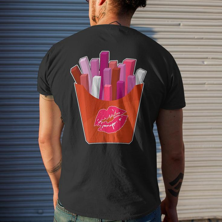 Lipstick Lesbian Lgbtq Potato French Fries Gay Pride Mens Back Print T-shirt Gifts for Him