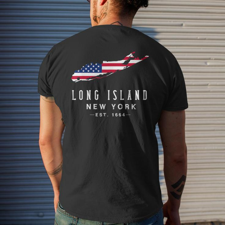 Long Island Ny Souvenir Native Long Islander Map Nyc Mens Back Print T-shirt Gifts for Him