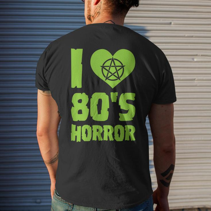 I Love 80S Horror Heart Pentagram Scary Movie Retro Vintage Scary Movie Men's T-shirt Back Print Gifts for Him